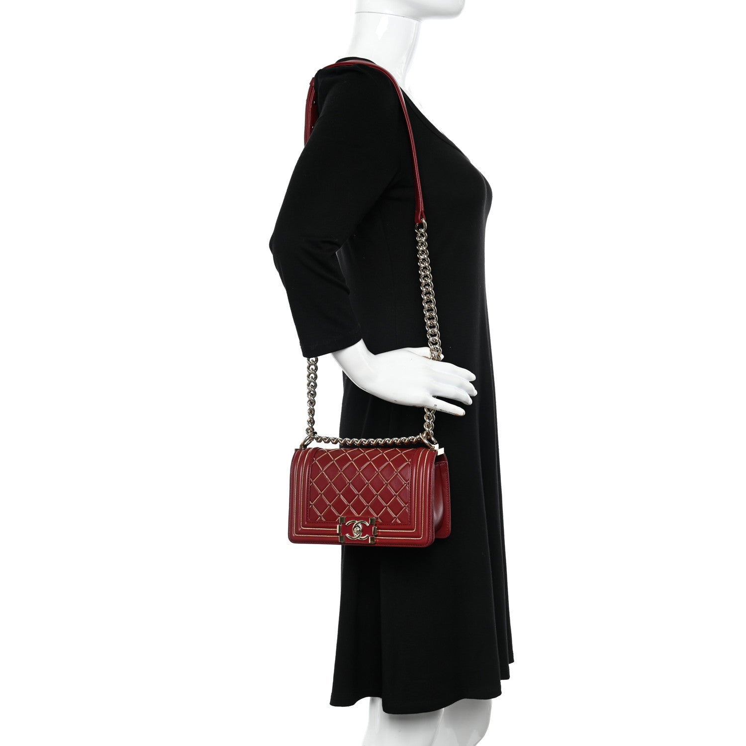 Chanel Lambskin Quilted Small Chain Detail Boy Flap Red 2 of 10
