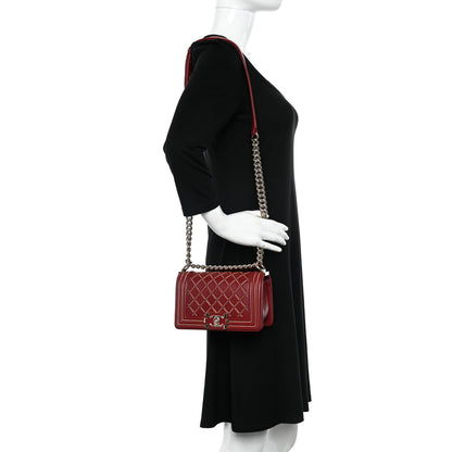 Chanel Lambskin Quilted Small Chain Detail Boy Flap Red 2 of 10