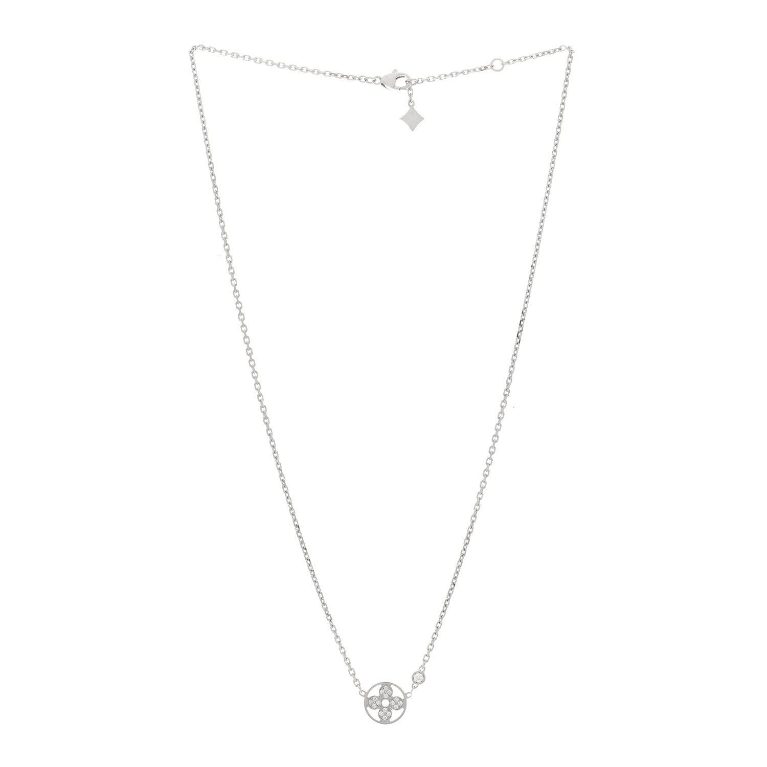 Louis Vuitton 18K White Gold Diamond Blossom BB Pendant Necklace 3 of 5