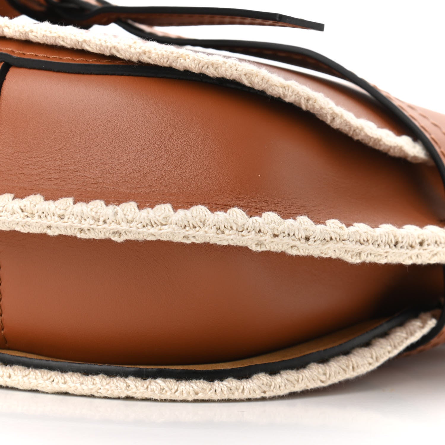 Loewe Calfskin Crochet Trim Small Gate Crossbody Bag Tan 9 of 9
