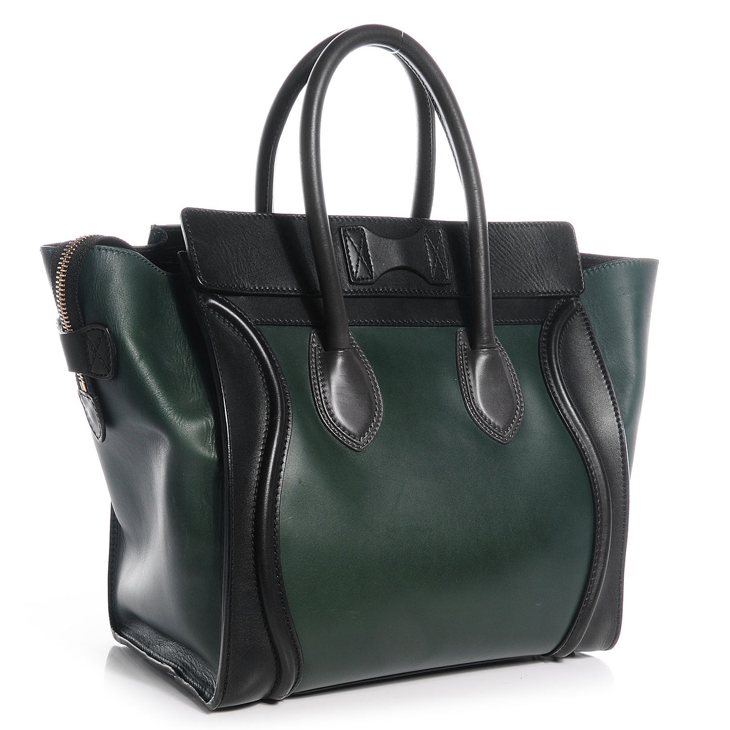 Smooth Calfskin Bi-Color Mini Luggage Forest Black