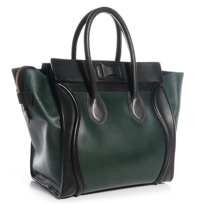 Celine Smooth Calfskin Bi-Color Mini Luggage Forest Black 3 of 8