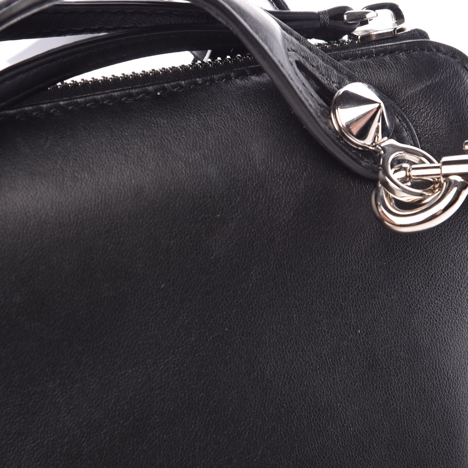 Fendi Shiny Nappa Crystal Croc Tail Mini By The Way Boston Bag Black Smoky Quartz 10 of 12