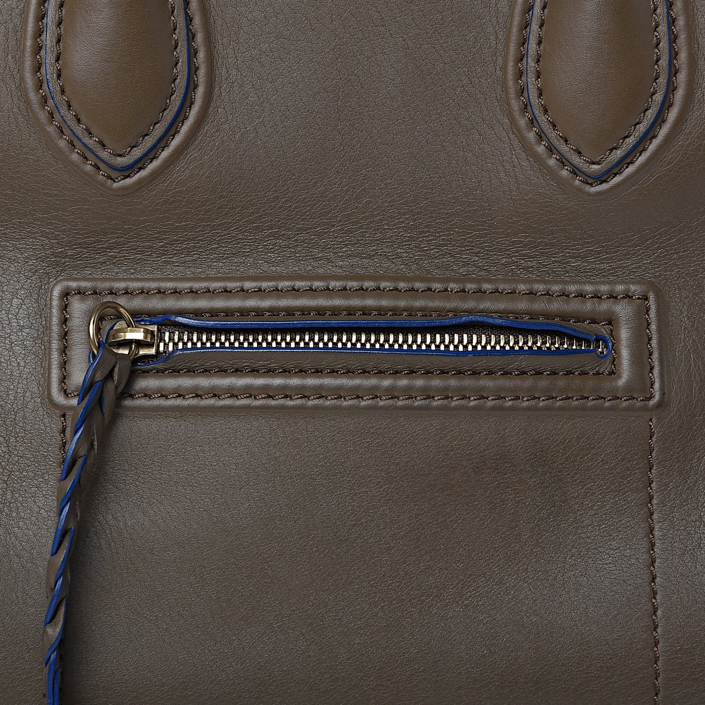 Supple Calfskin Medium Phantom Luggage Khaki Cobalt Trim
