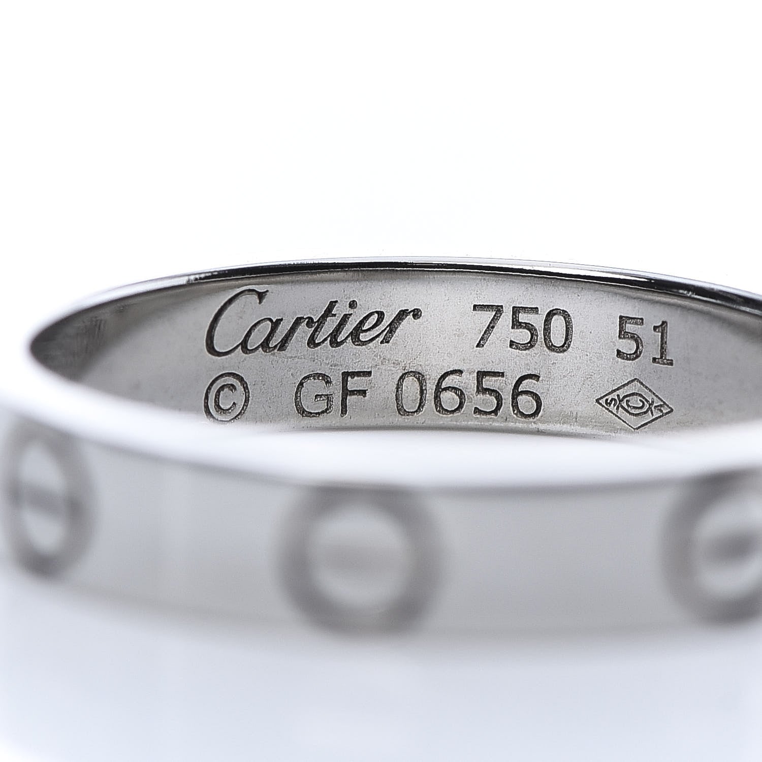 Cartier 18K White Gold 3.5mm LOVE Wedding Band Ring 51 5.75 4 of 5
