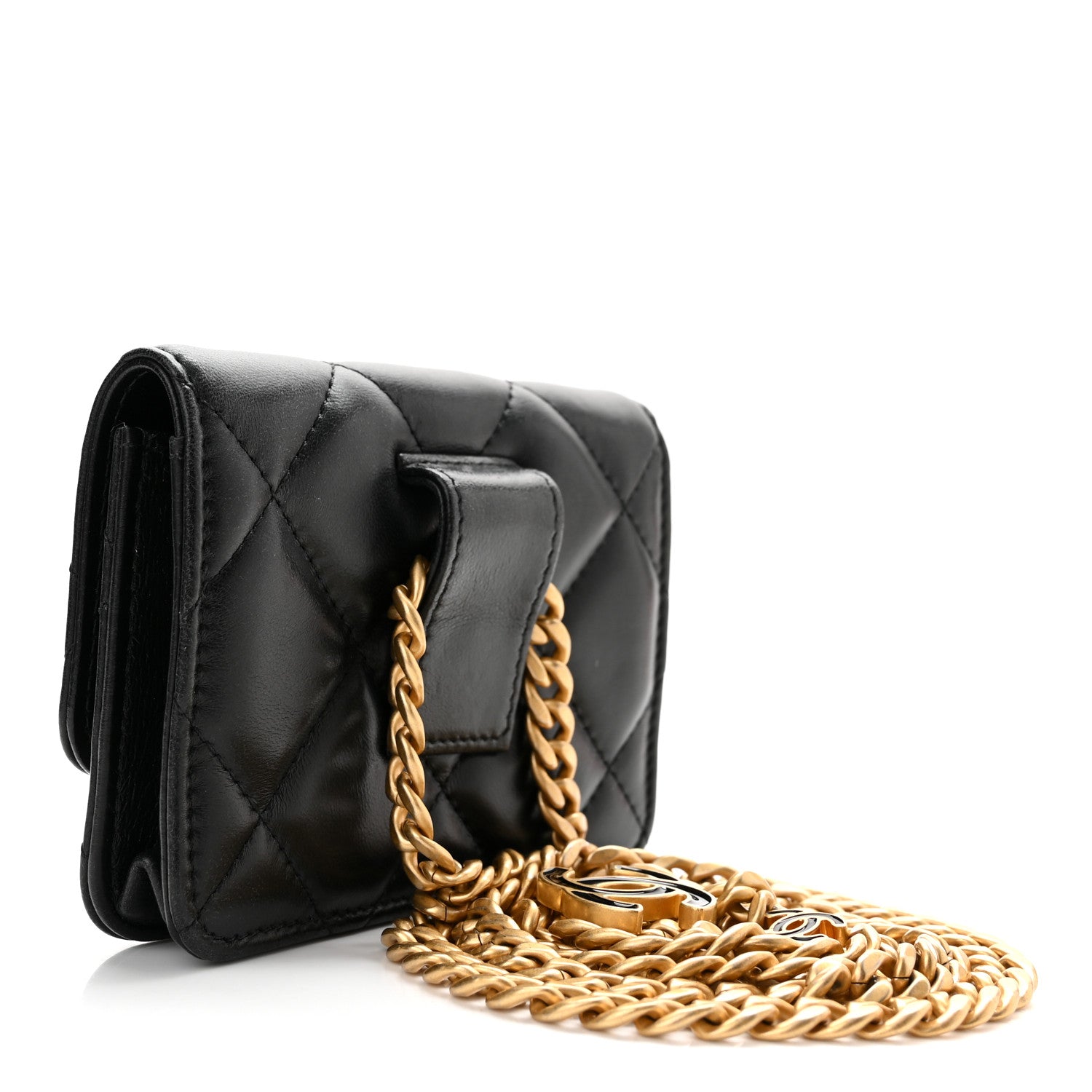 Chanel Lambskin Enamel Quilted Pending CC Flap Belt Bag Black 2 of 10