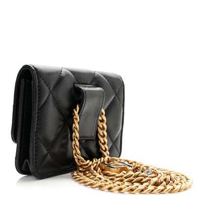 Chanel Lambskin Enamel Quilted Pending CC Flap Belt Bag Black 2 of 10
