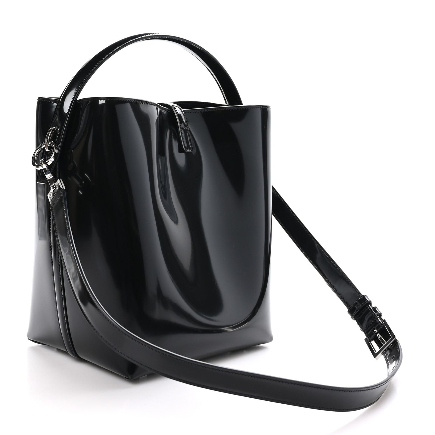 Patent Calfskin Le 37 Bucket Bag Black