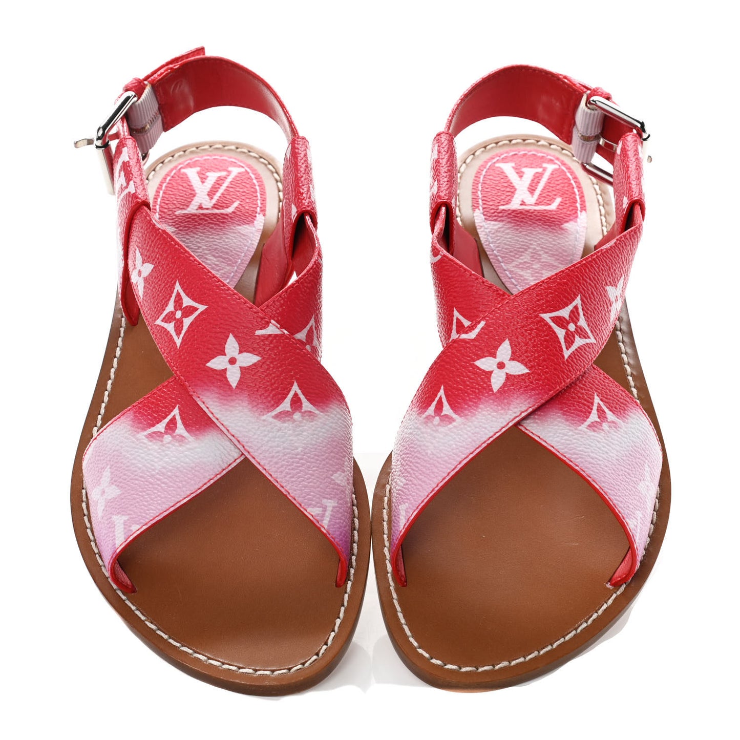 Monogram Escale Palma Flat Sandals 37 Rouge