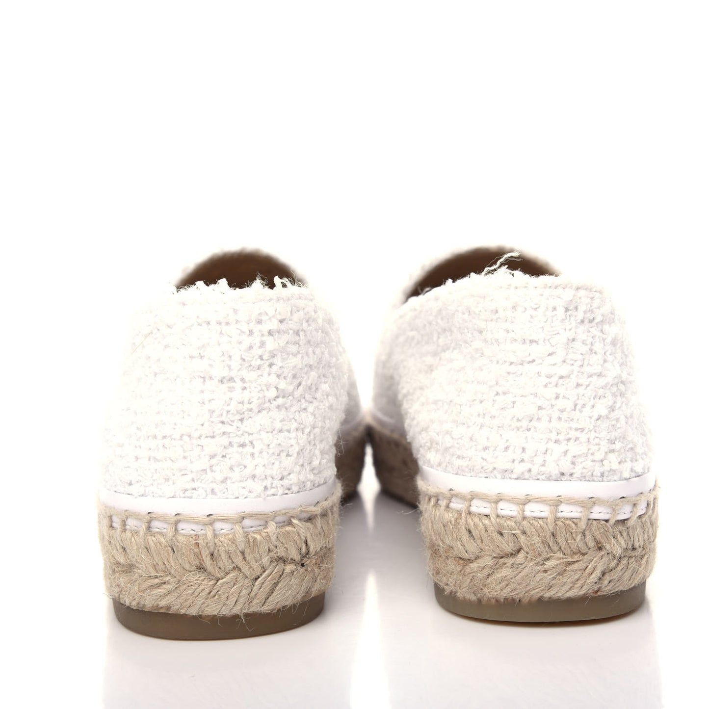 Tweed Grosgrain CC Espadrilles 38 White Black