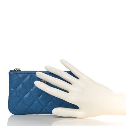 Chanel Caviar Quilted Small Cosmetic Case Blue 2 of 11