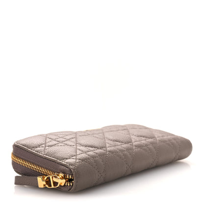 Christian Dior Grained Calfskin Supple Cannage Caro Zip Wallet Taupe 4 of 7