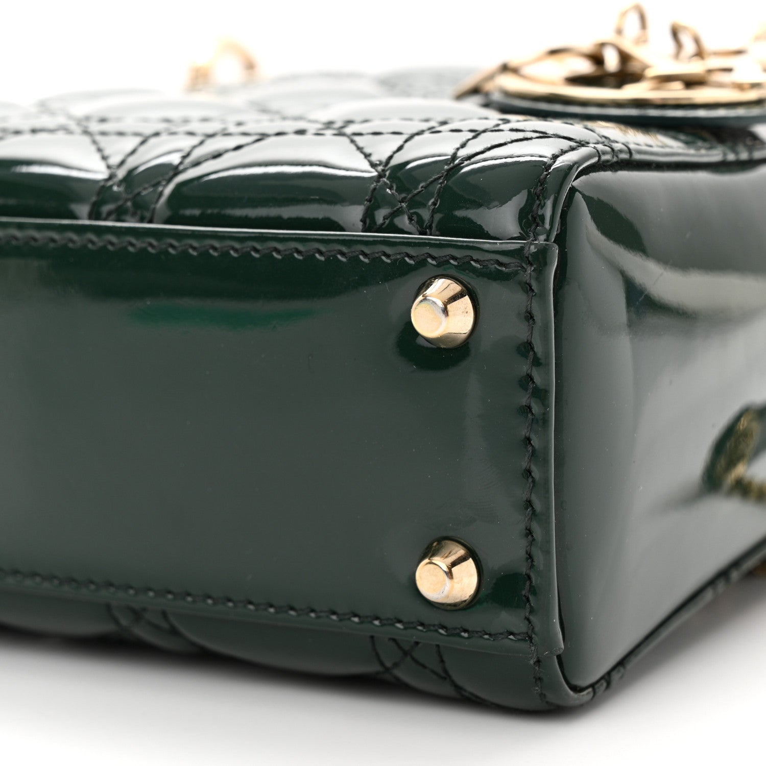 Christian Dior Patent Cannage Mini Lady Dior Pine Green 9 of 9