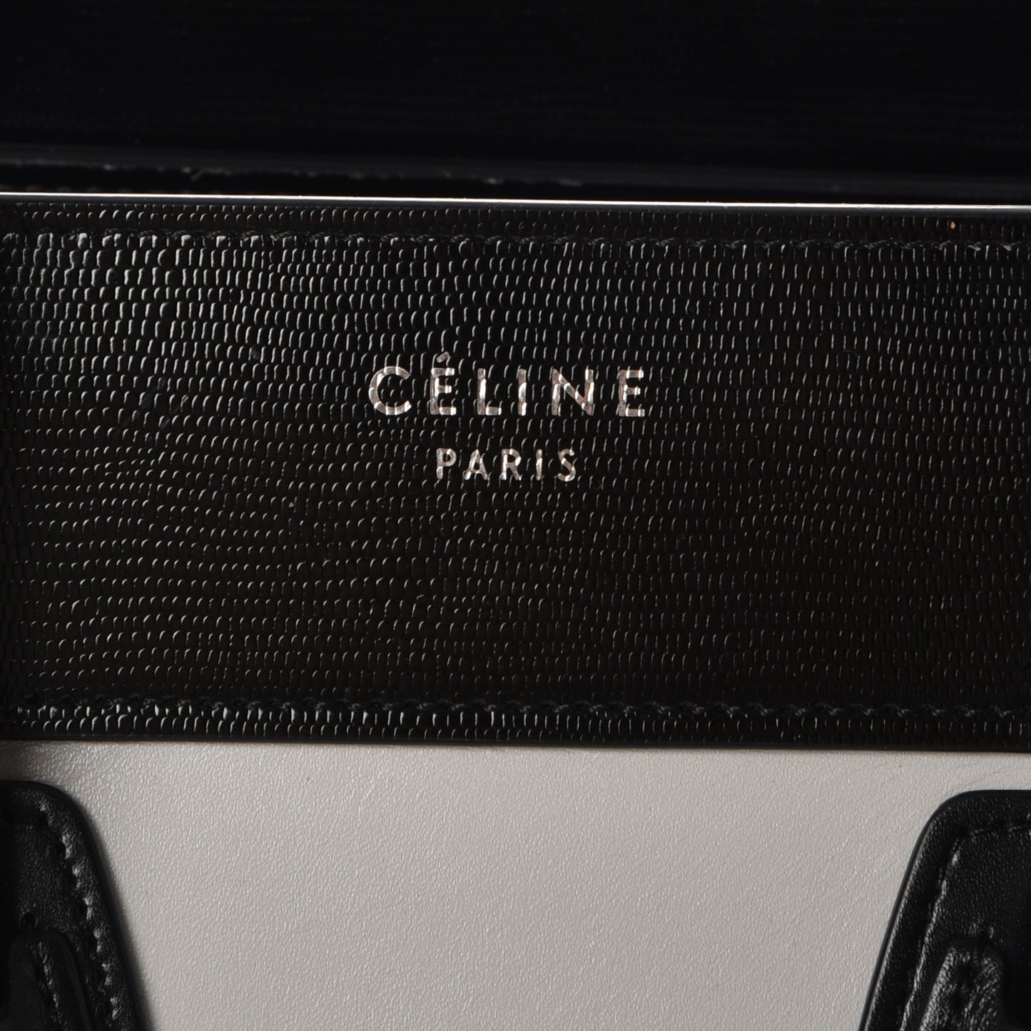 Sleek Calfskin Micro Bi-Color Luggage Black White