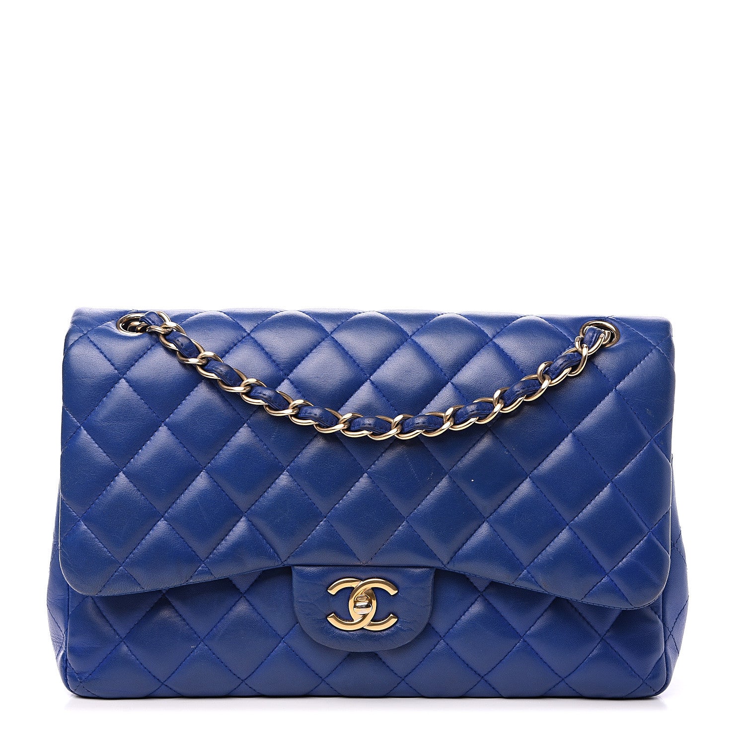 Chanel Lambskin Quilted Jumbo Double Flap Blue 1 of 20