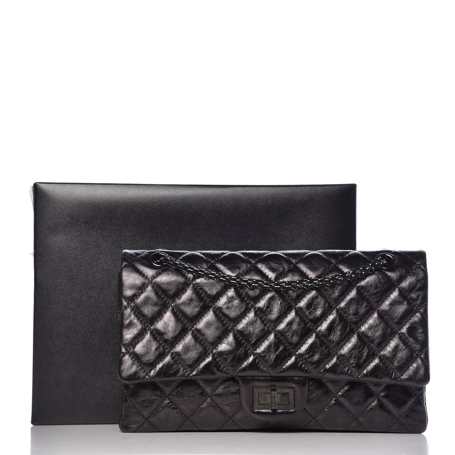 Chanel Glazed Aged Calfskin Quilted 2.55 Reissue 227 Flap So Black 10 of 10