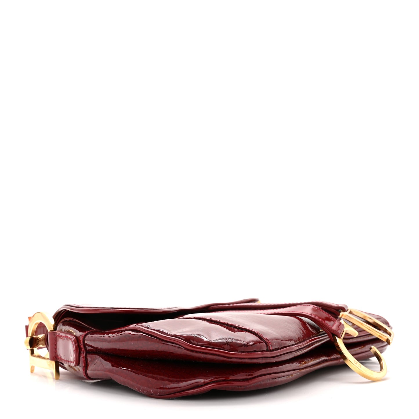 Patent Diorissimo Double Saddle Bag Dark Red