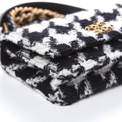 Chanel Wool Tweed Lambskin Quilted 19 Wallet On Chain WOC and Coin Purse Black White 9 of 11