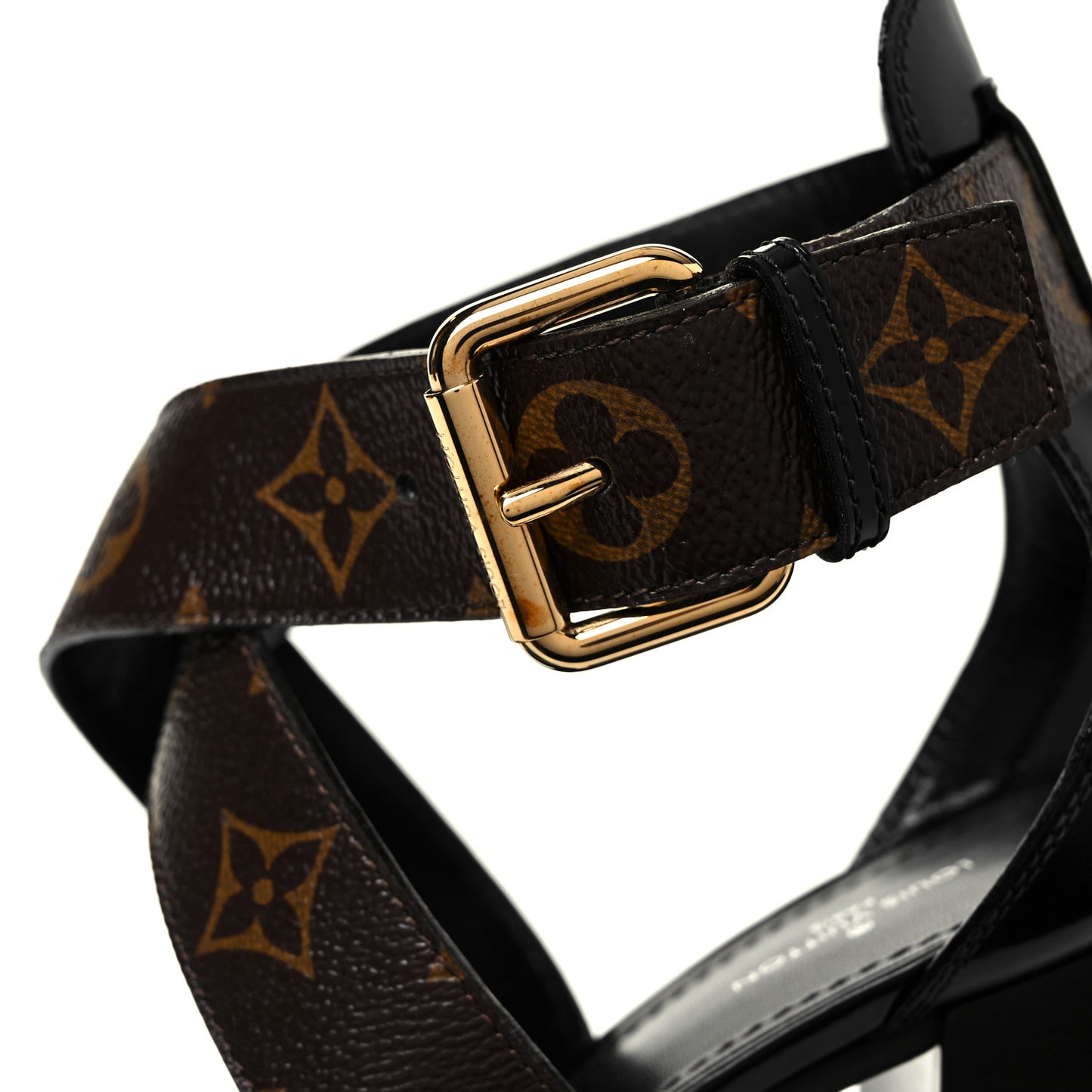 Glazed Calfskin Monogram Star Trail Sandals 41 Black