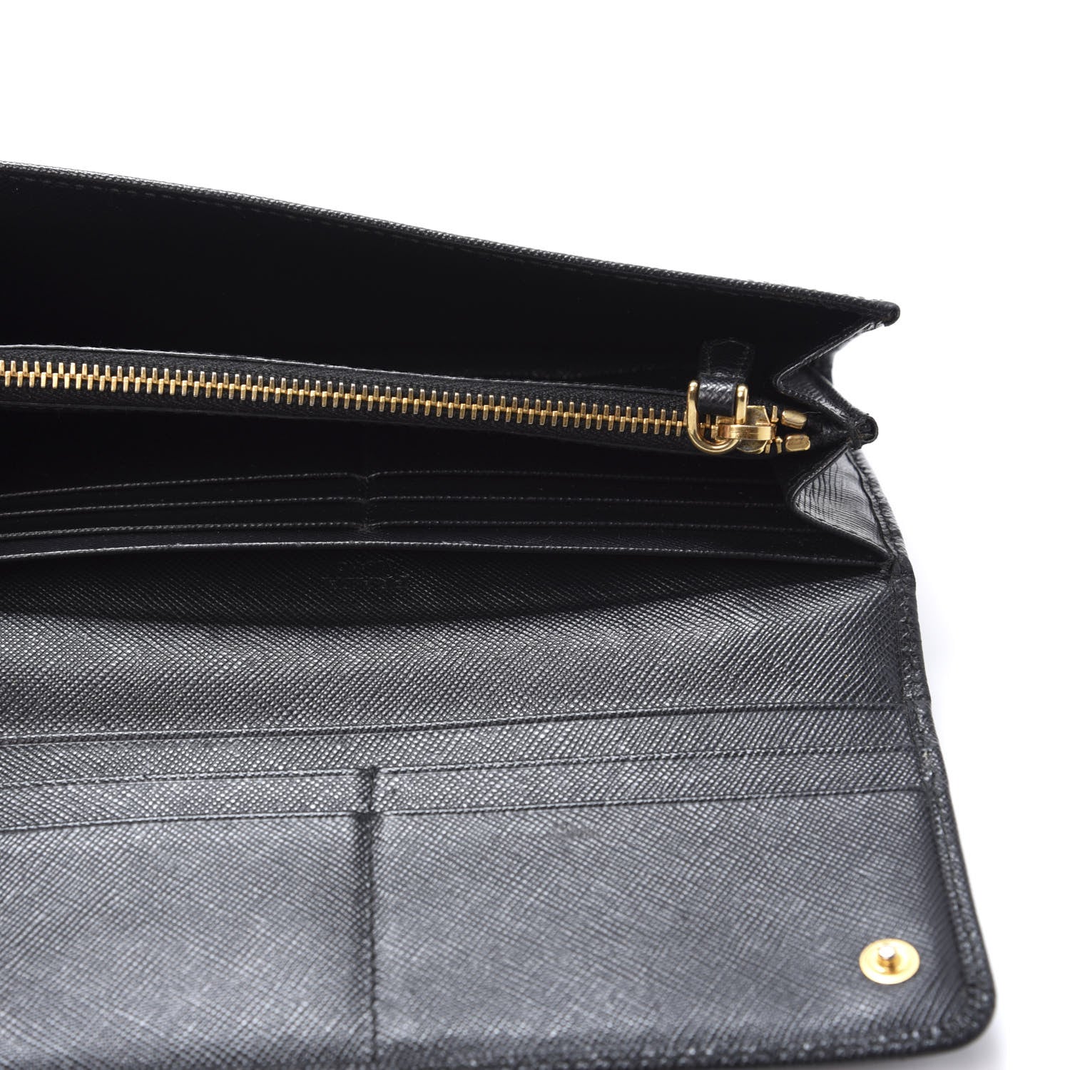 Prada Saffiano Metal Continental Flap Wallet Black 4 of 8