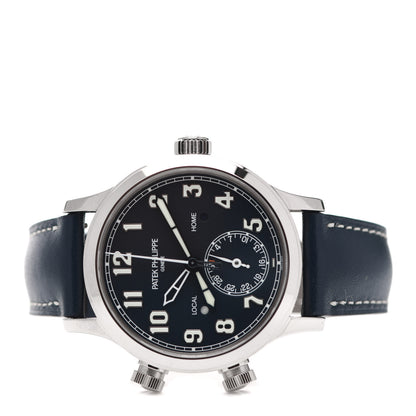 Patek Philippe 18K White Gold Calfskin 37.5mm Calatrava Pilot Time Travel Automatic Watch Black 7234G-001 2 of 5