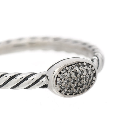 David Yurman Sterling Silver Diamond Petite Pave Oval Ring 52 6 7 of 7