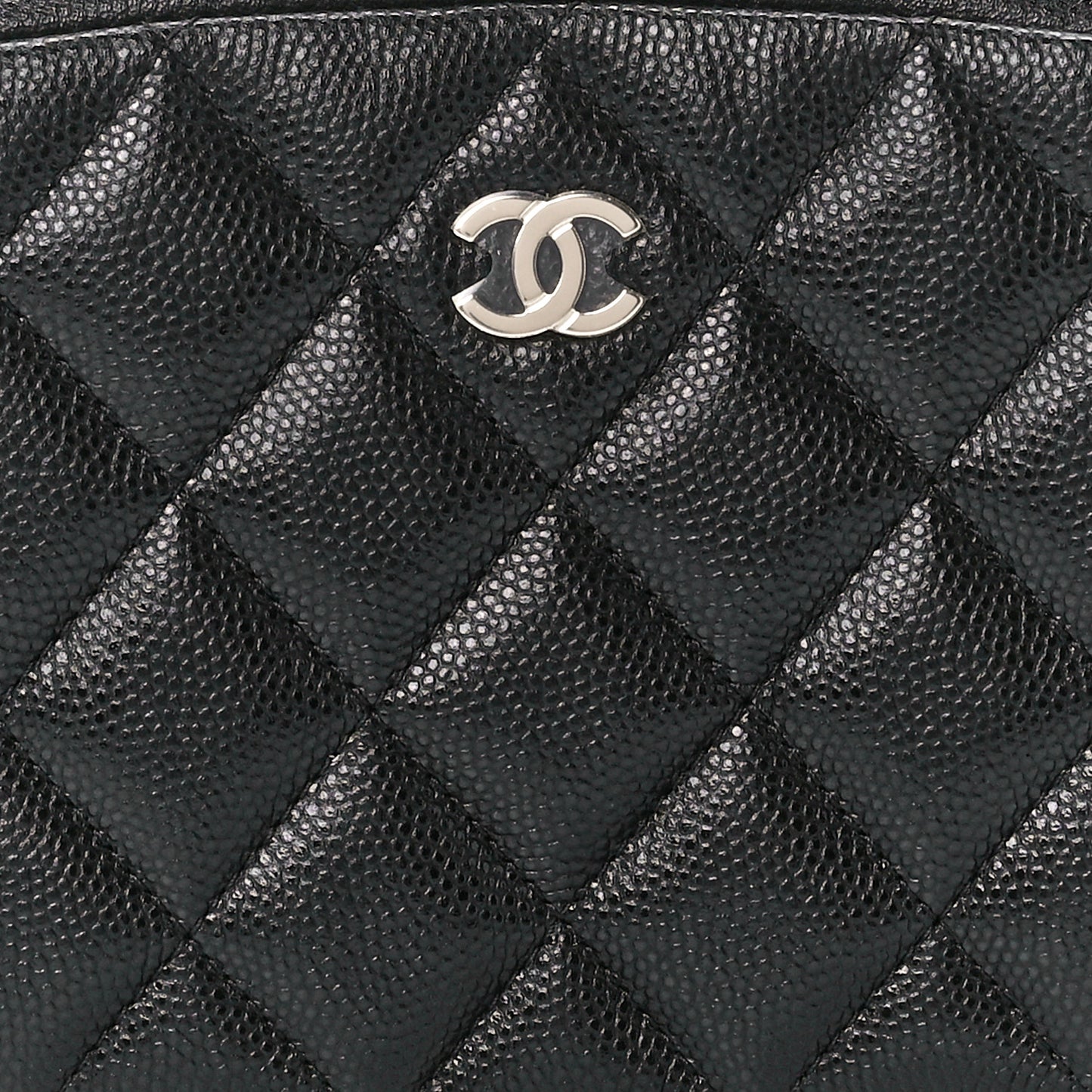 Caviar Quilted Curvy Pouch Cosmetic Case Black