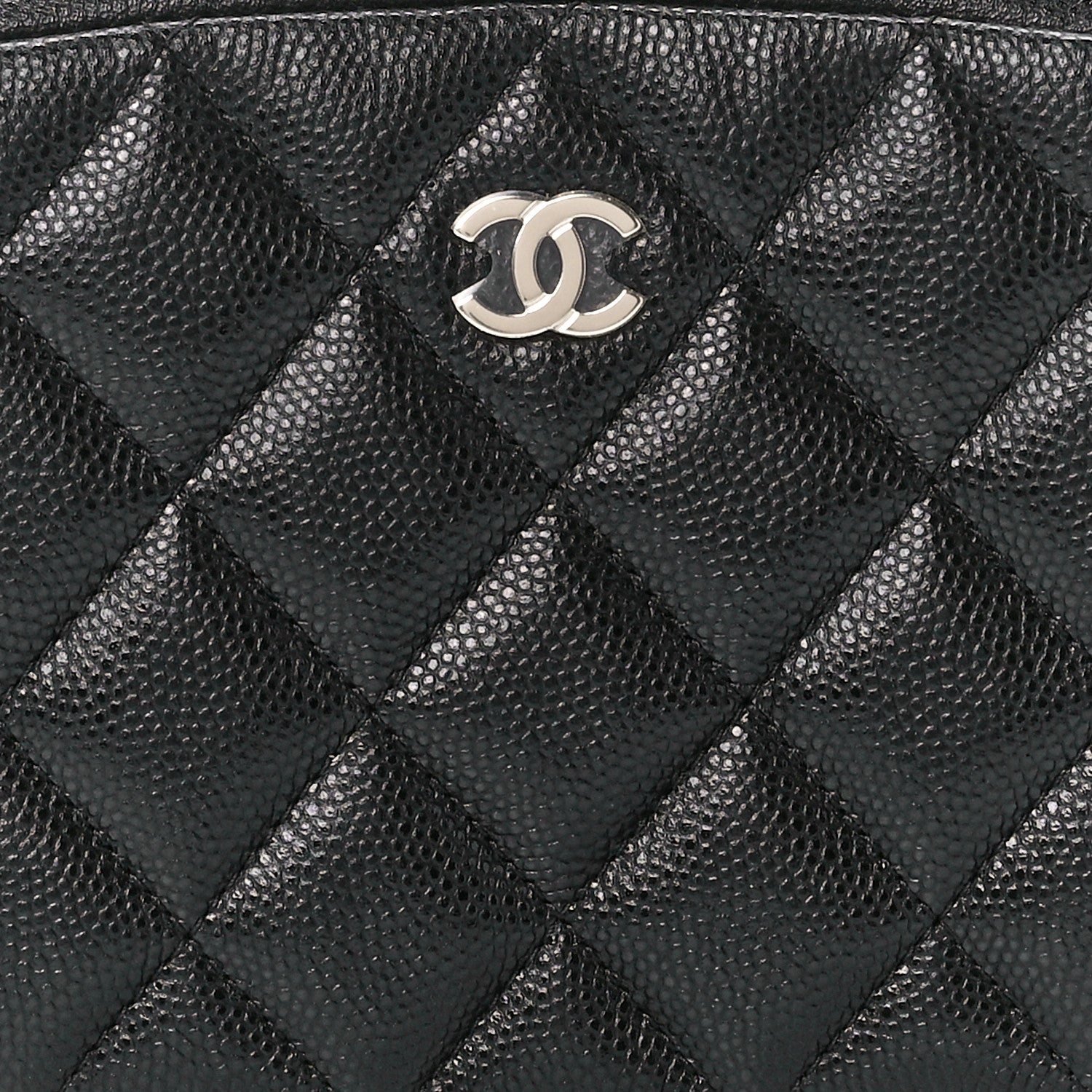 Chanel Caviar Quilted Curvy Pouch Cosmetic Case Black 8 of 12