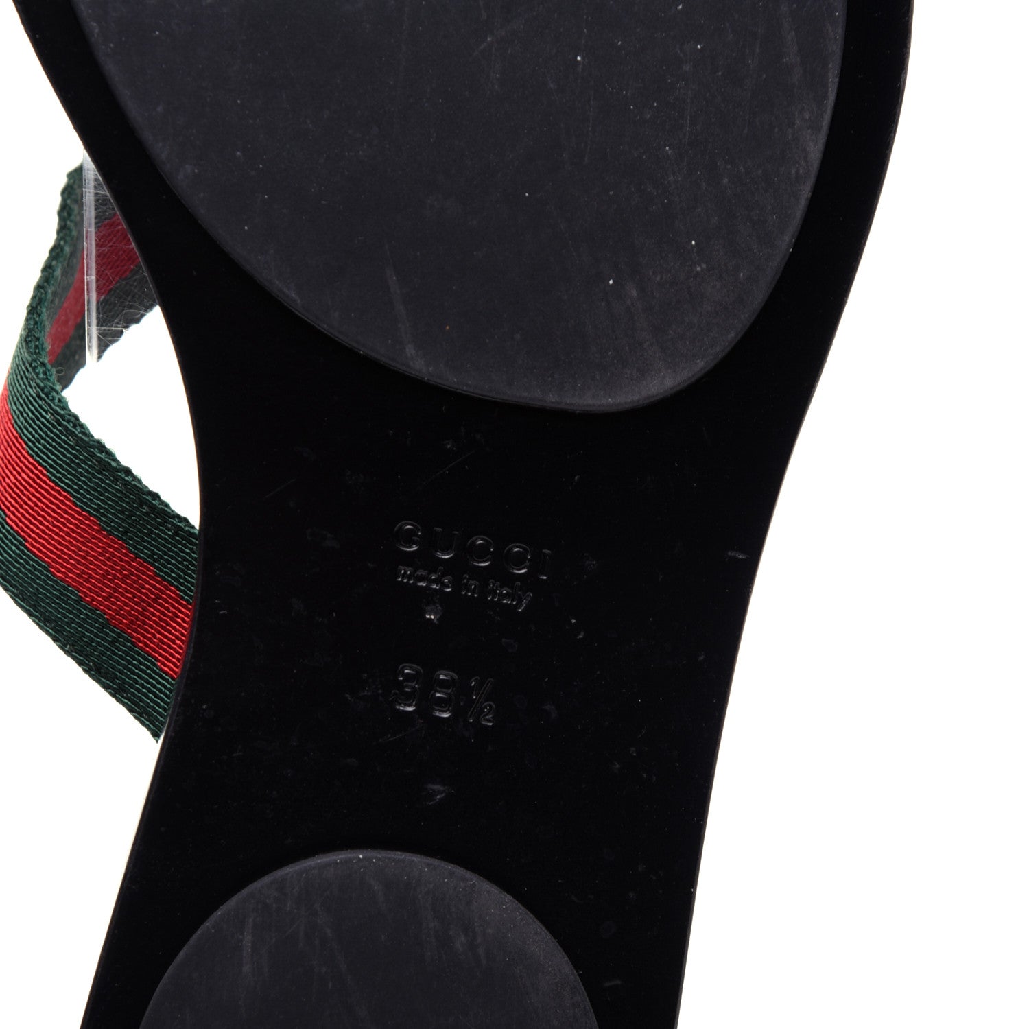 Gucci Nylon Guccissima Web Womens Thong Sandals 38.5 Green Red Black 9 of 15