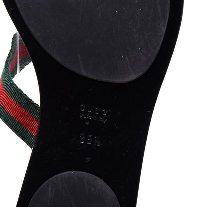 Gucci Nylon Guccissima Web Womens Thong Sandals 38.5 Green Red Black 9 of 15