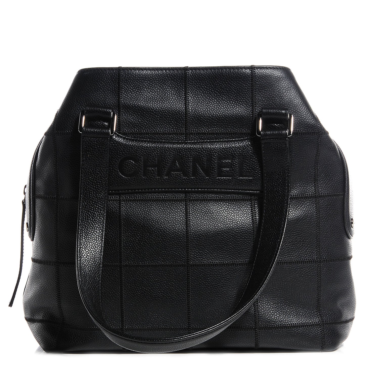 Caviar Square Stitched Large Tote Black