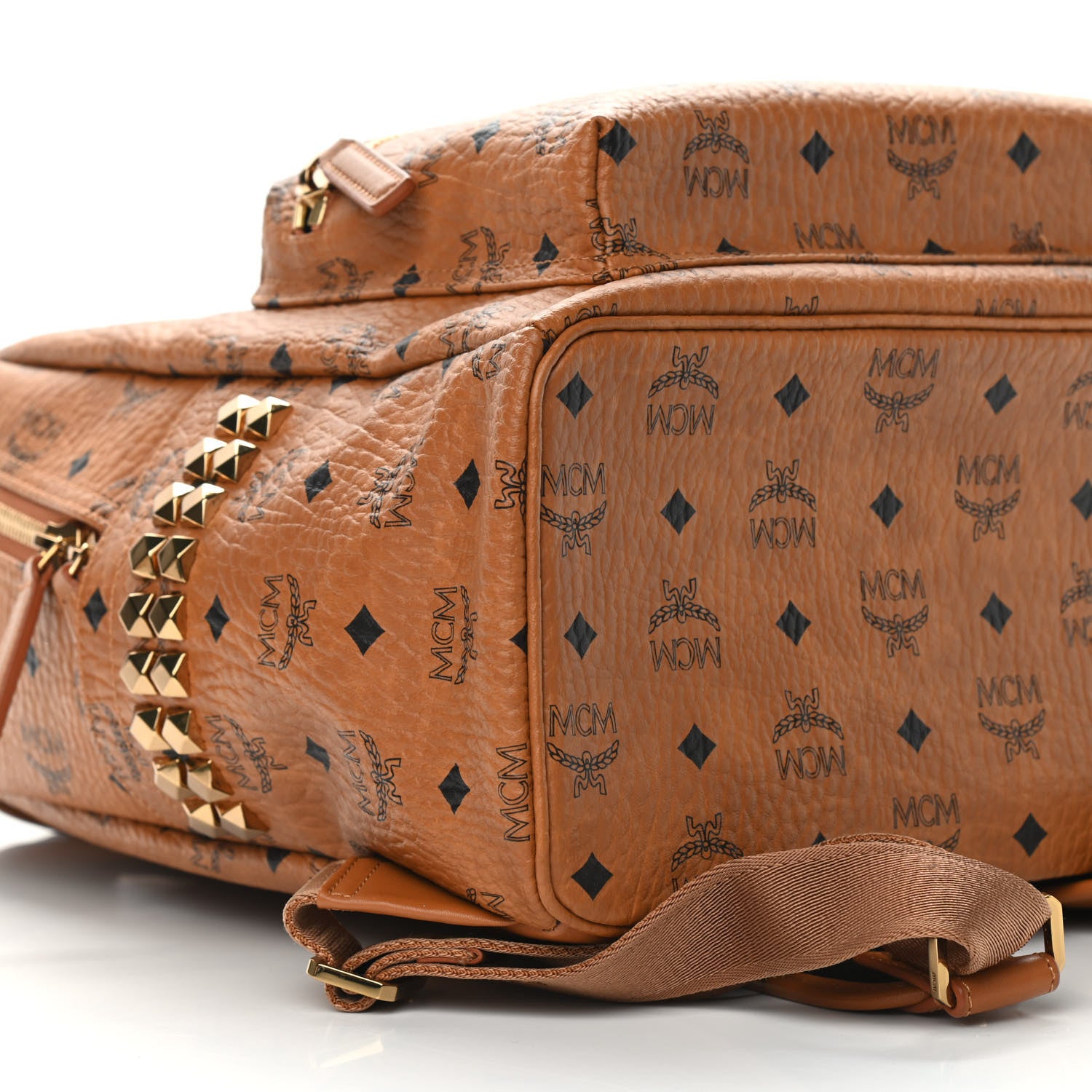 MCM Visetos Medium Side Studs Stark Backpack Cognac 5 of 9