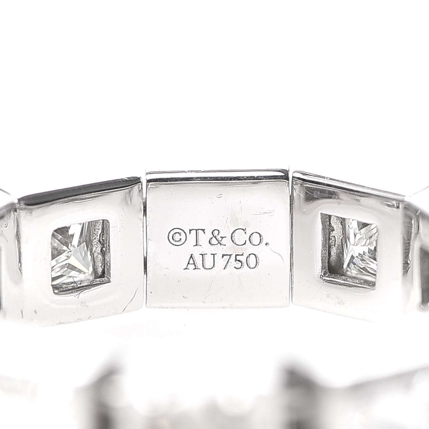 Tiffany 18K White Gold Diamond T Line Band Ring 49 5 4 of 6
