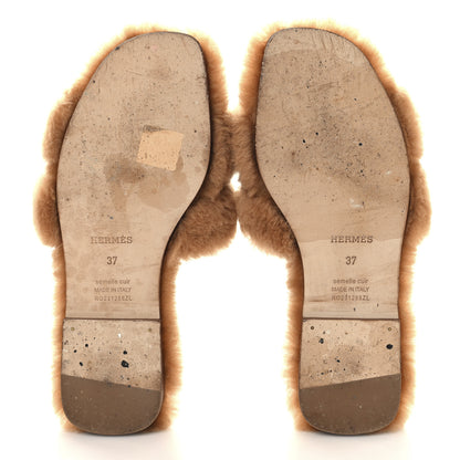 Hermes Woolskin Oran Sandals 37 Naturel 6 of 9