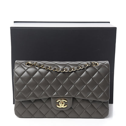 Chanel Lambskin Quilted Medium Double Flap Dark Grey 12 of 12