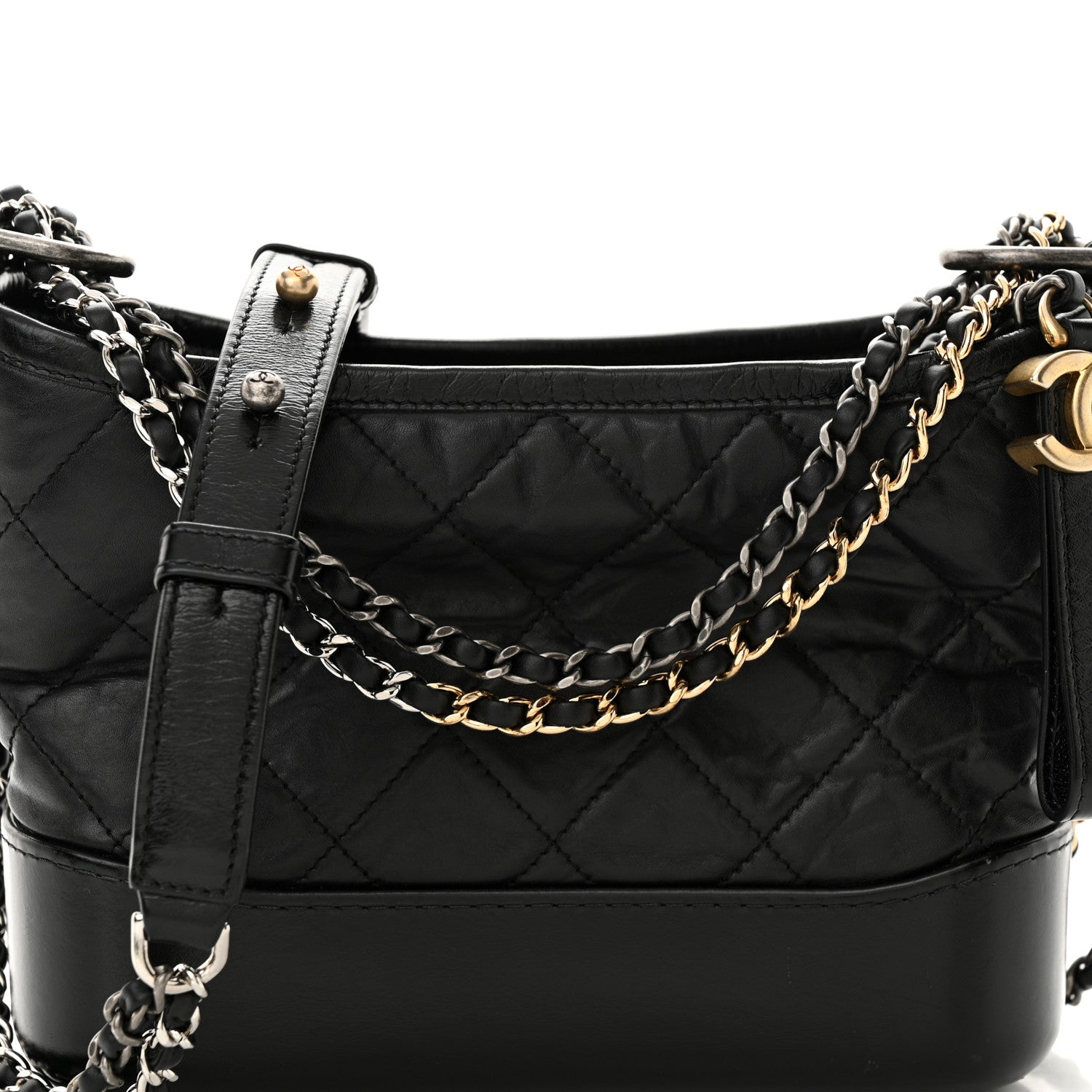Chanel Aged Calfskin Quilted Small Gabrielle Hobo Black 8 of 10