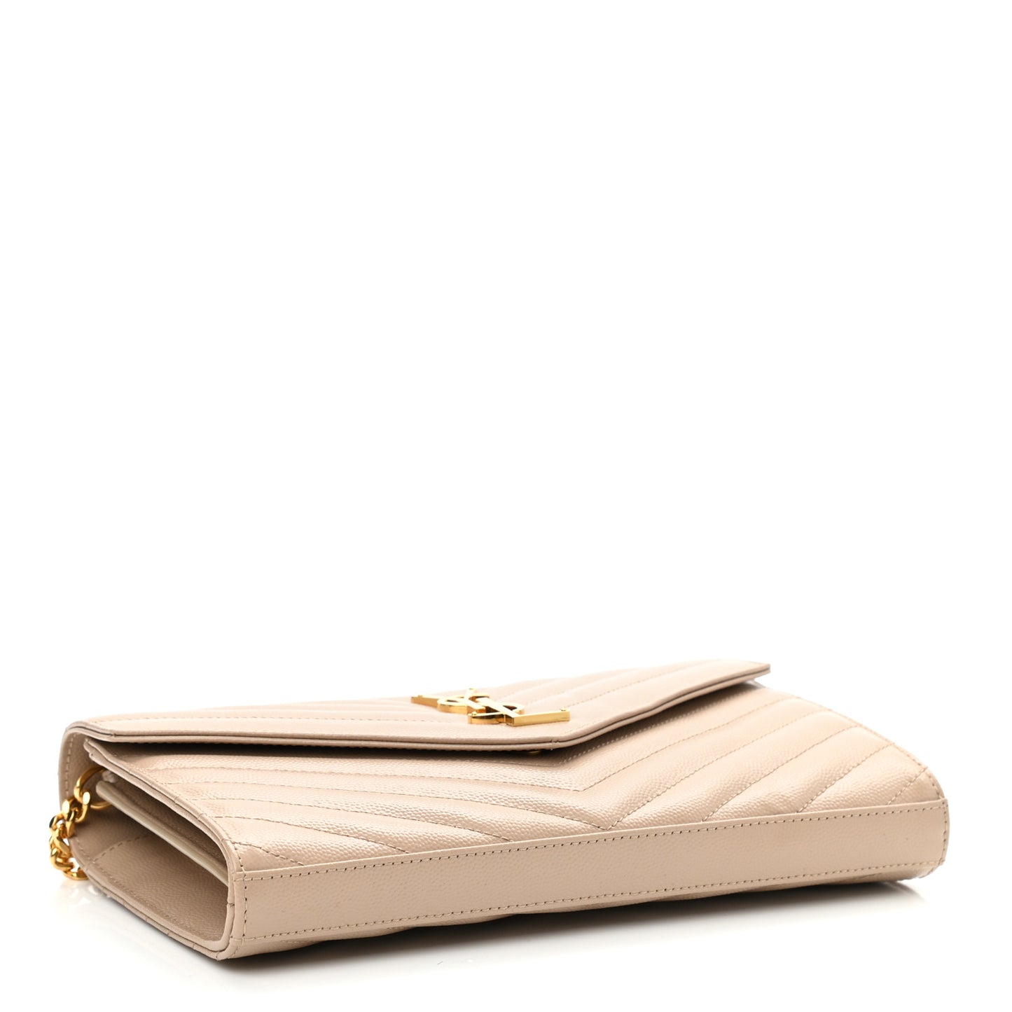 Grain De Poudre Matelasse Chevron Monogram Chain Wallet Nude Powder