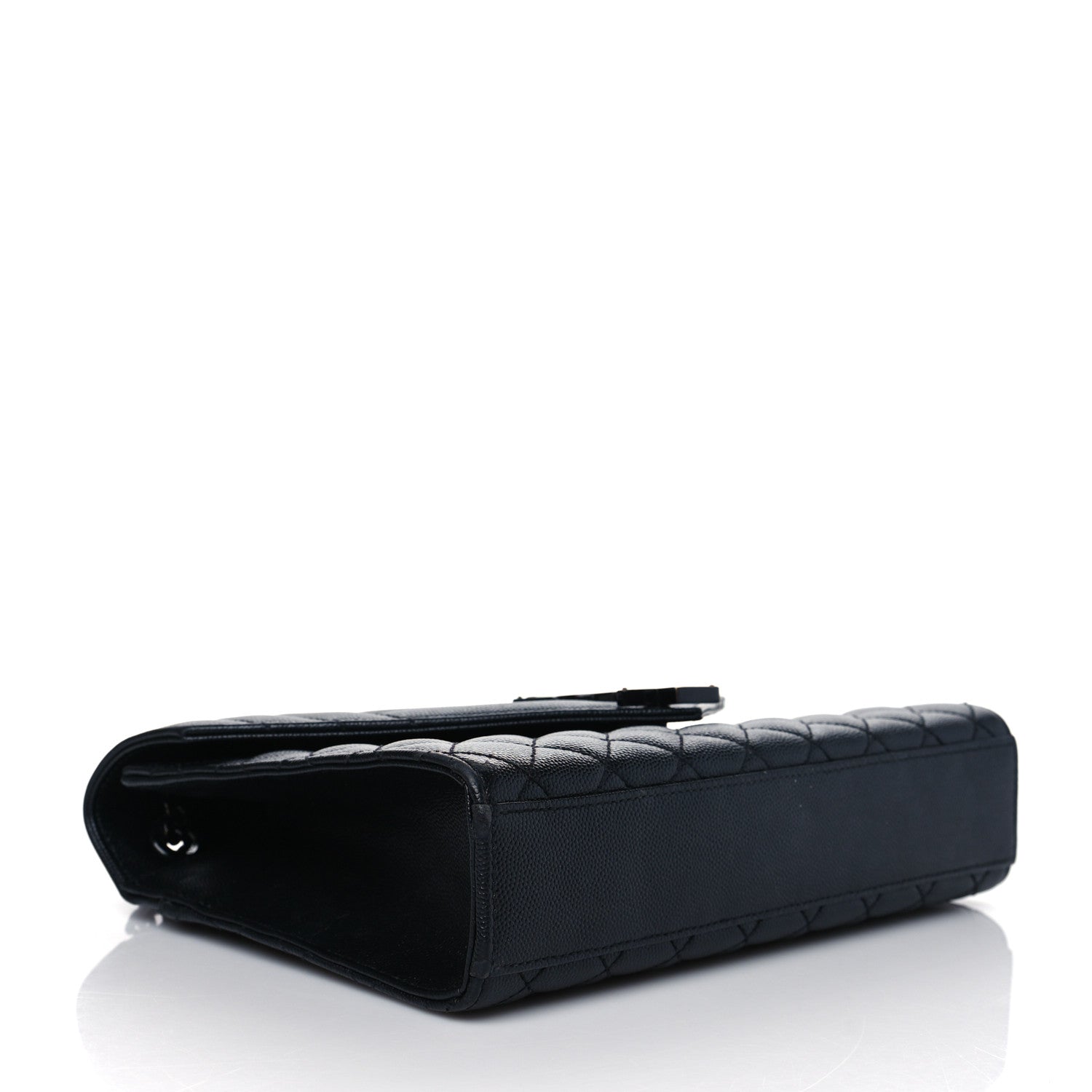 Saint Laurent Grain De Poudre Textured Mixed Matelasse Triquilt Medium Monogram Satchel Black 4 of 9