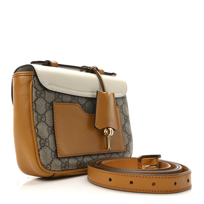 Gucci GG Supreme Monogram Calfskin Mini Padlock Flap Pocket Shoulder Bag Beige Mystic White Sun Oil 3 of 10