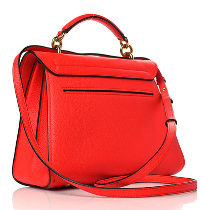 Salvatore Ferragamo Calfskin Small Margot Top Handle Satchel Candy Apple Red 3 of 9