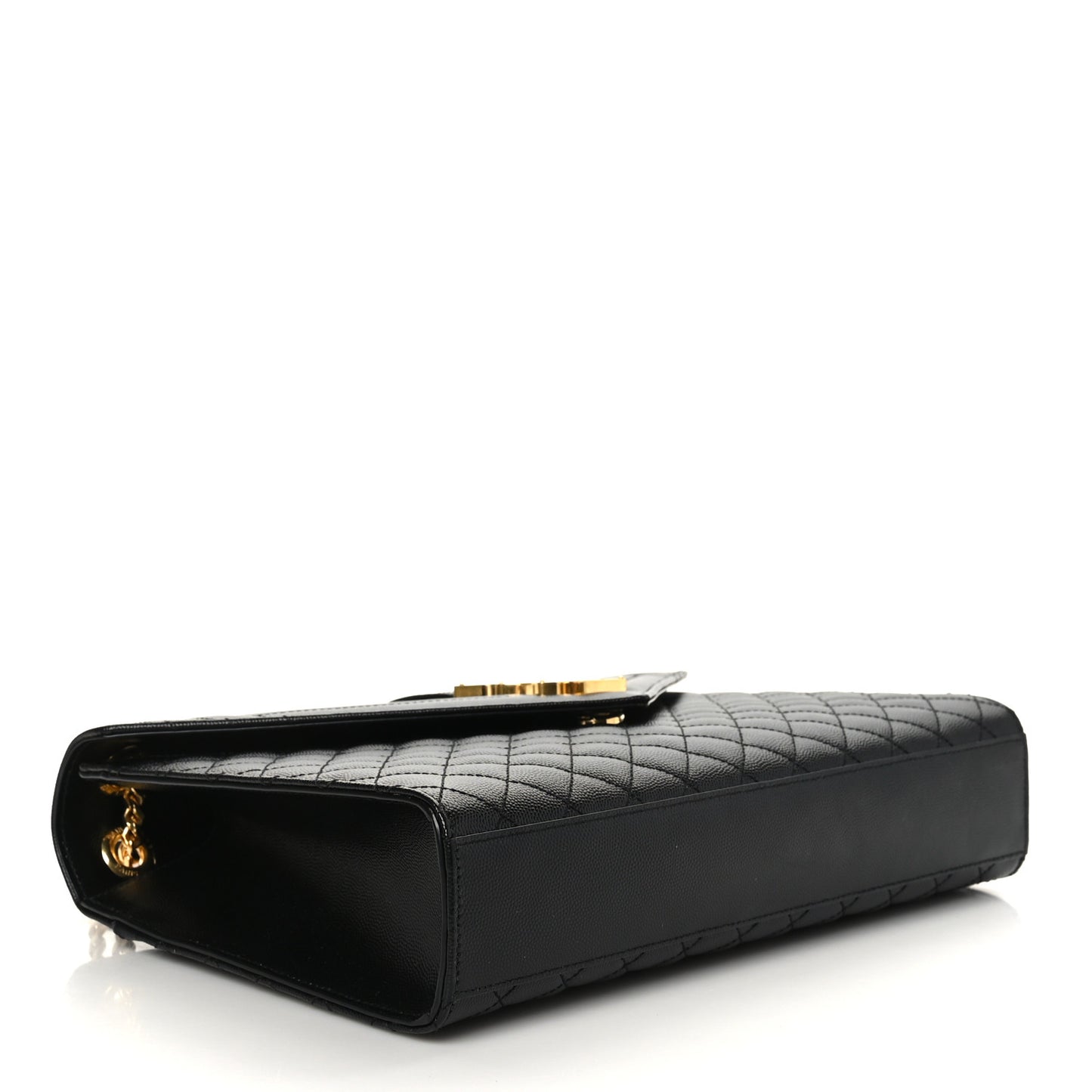 Grain De Poudre Textured Mixed Matelasse Large Triquilt Monogram Satchel Black