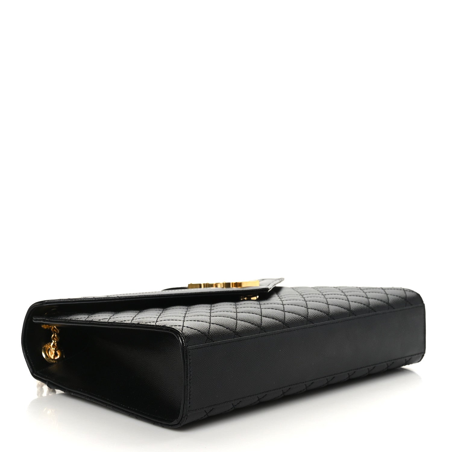 Saint Laurent Grain De Poudre Textured Mixed Matelasse Large Triquilt Monogram Satchel Black 3 of 8