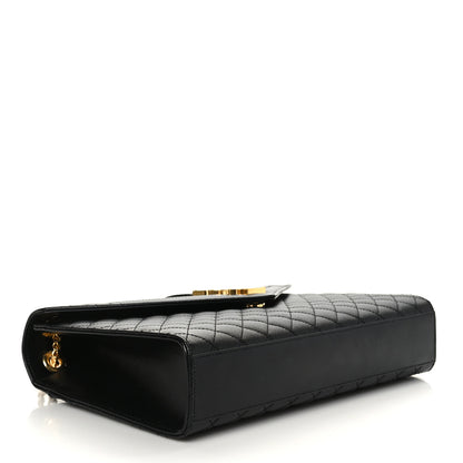 Saint Laurent Grain De Poudre Textured Mixed Matelasse Large Triquilt Monogram Satchel Black 3 of 8