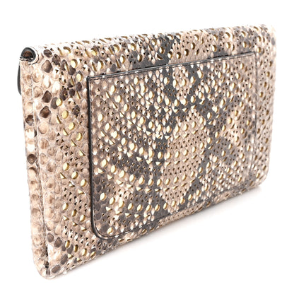 Alaia Snakeskin Laser Cut Envelope Clutch Beige Gold 4 of 8