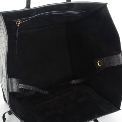 Celine Crocodile Embossed Calfskin Medium Phantom Luggage Black 5 of 8