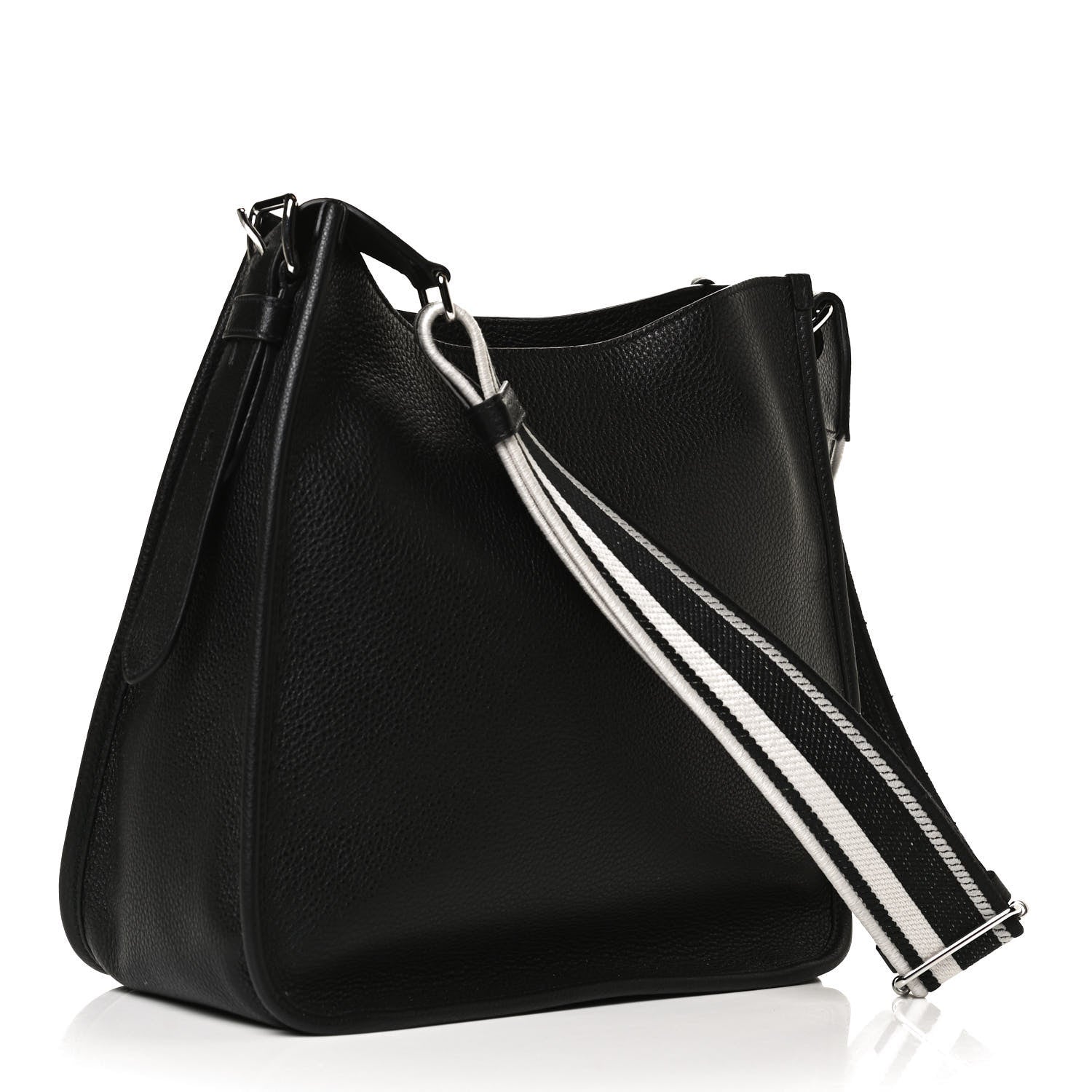 Prada Vitello Daino Soft Hobo Messenger Bag Black 2 of 10