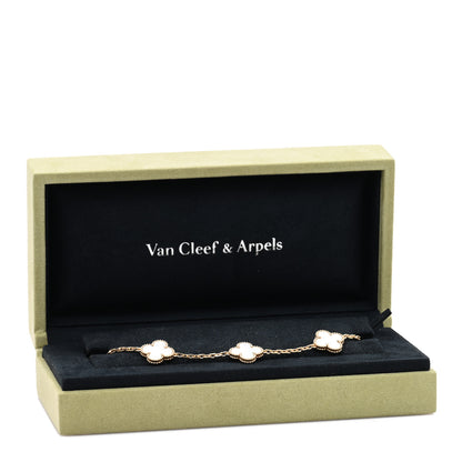 Van Cleef & Arpels 18K Yellow Gold Mother of Pearl 5 Motifs Vintage Alhambra Bracelet 4 of 4