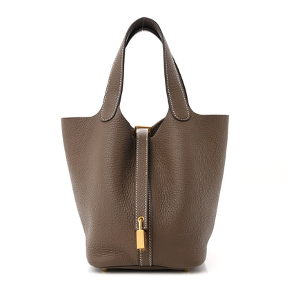 Hermes Taurillon Clemence Picotin Lock 18 PM Etoupe 1 of 11