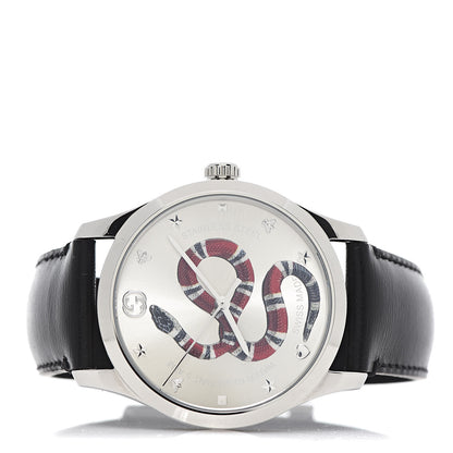 Gucci Stainless Steel Calfskin 38mm G-Timeless Snake Quartz Watch 3 of 9