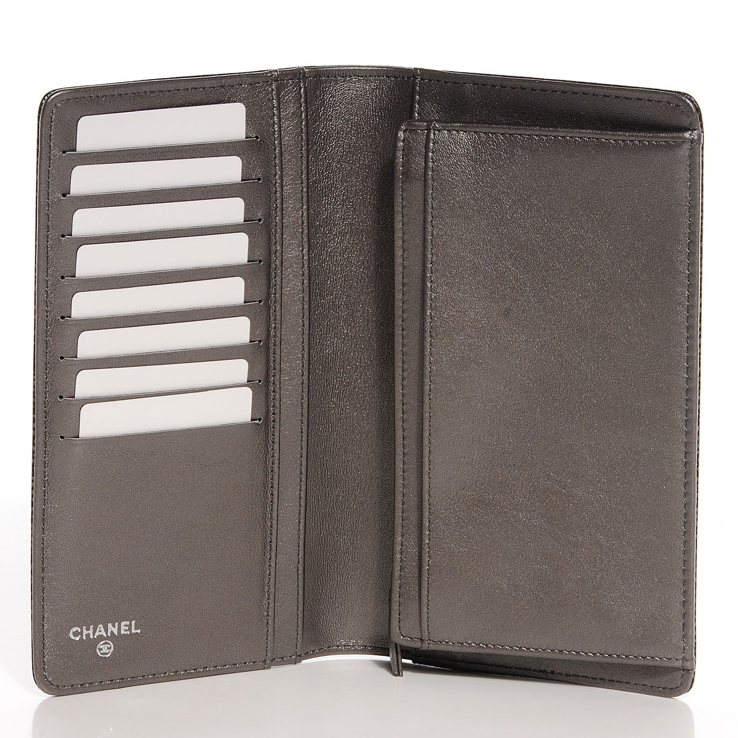 Chanel Caviar Yen Wallet Dark Silver 5 of 9